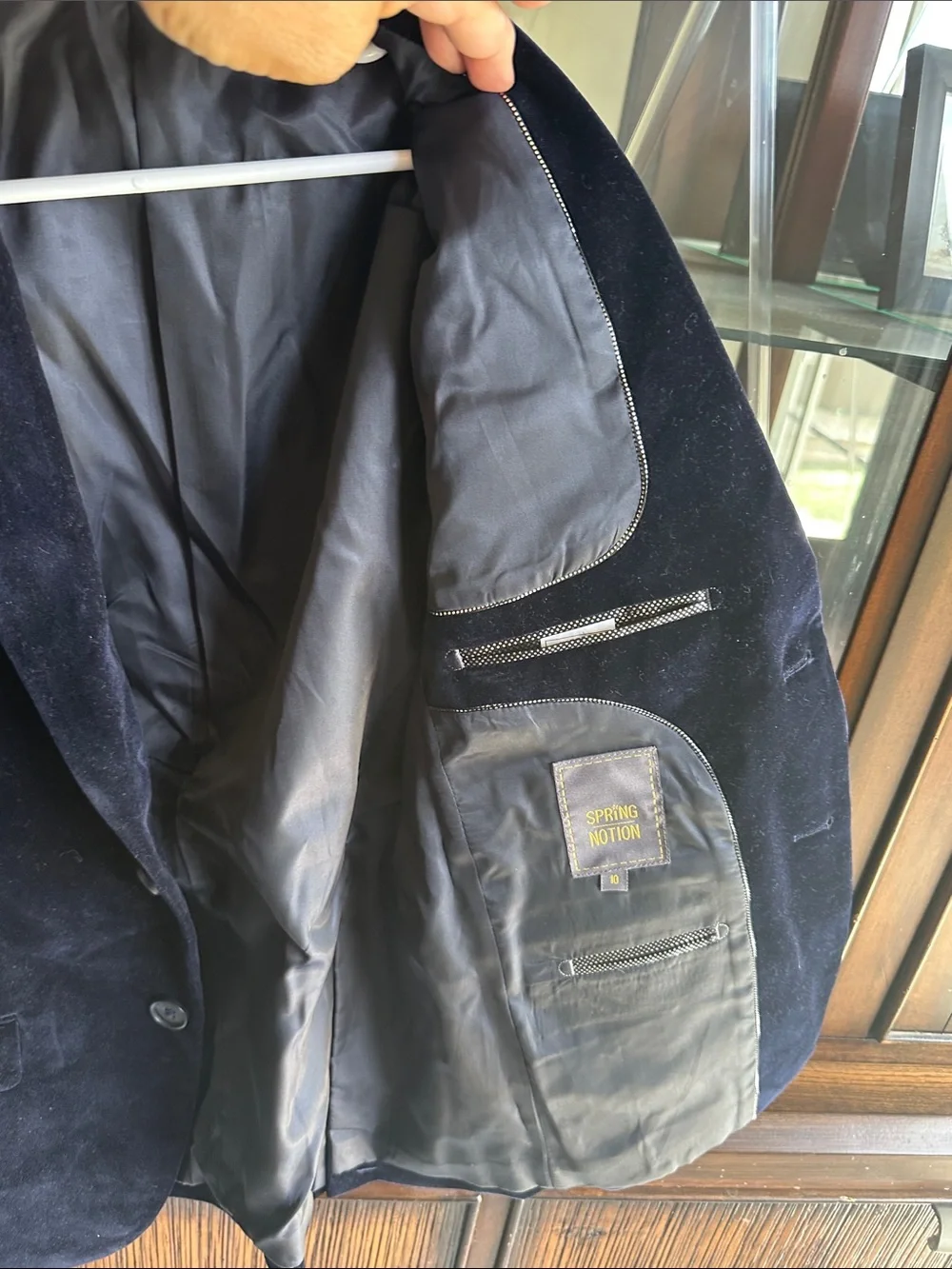 Boy's Velvet Blazer - Navy Blue size 10
